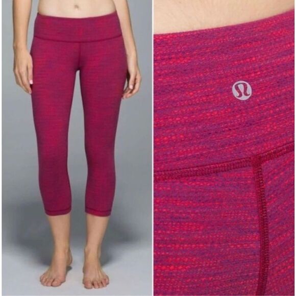 Lululemon Wunder Under Red Luon‎ Crop Pants Size 2 - Picture 1 of 10